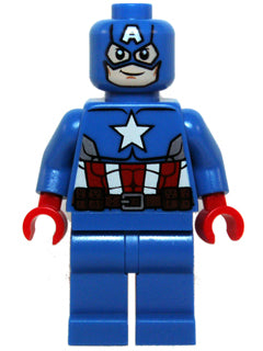 Preowned LEGO® Minifigure – Super Heroes sh0106 Captain America Blue Suit Red Hands Mask