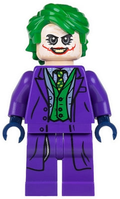 Preowned LEGO® Minifigure – Super Heroes sh0133 The Joker Dark Purple Jacket Green Vest