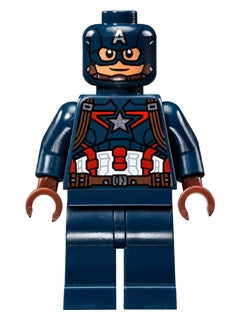Preowned LEGO® Minifigure – Super Heroes sh0177 Captain America Dark Blue Suit