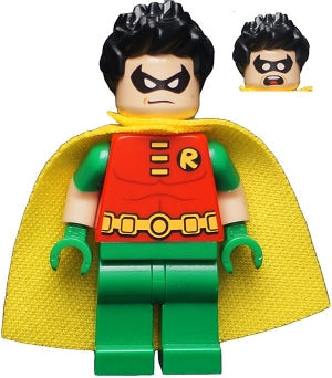 Preowned LEGO® Minifigure – Super Heroes sh0200 Robin Molded sh0ort Sleeves Spiky Hair