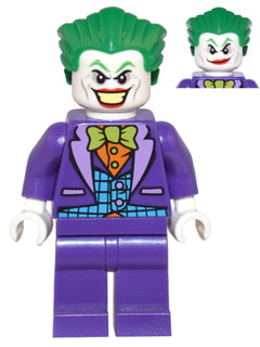 Preowned LEGO® Minifigure – Super Heroes sh0206 The Joker Medium Azure Vest Lime Bow Tie Lar