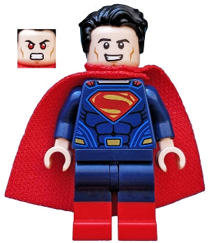 Preowned LEGO® Minifigure – Super Heroes sh0220 Superman Dark Blue Suit Tousled Hair Red Boo