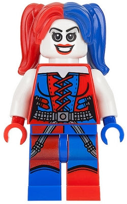 Preowned LEGO® Minifigure – Super Heroes sh0260 Harley Quinn Blue and Red Hands & Pigtails