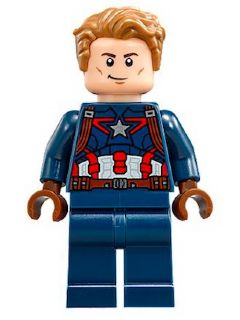 Preowned LEGO® Minifigure – Super Heroes sh0264 Captain America Dark Blue Suit Reddish Brn