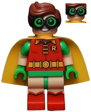 Preowned LEGO® Minifigure – Super Heroes sh0341 Robin Green Glasses Frown/Eyebrows Raised Pa
