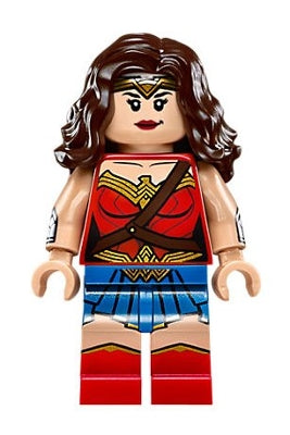 Preowned LEGO® Minifigure – Super Heroes sh0393 Wonder Woman Red Torso Blue Skirt