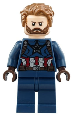 Preowned LEGO® Minifigure – Super Heroes sh0495 Captain America Dark Blue Suit Dark Brown Ha