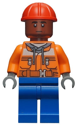 Preowned LEGO® Minifigure – Super Heroes sh0547 Dock Worker Male Orange Safety Jacket Reflec