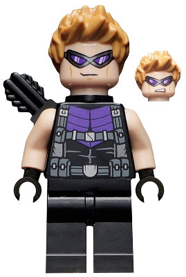 Preowned LEGO® Minifigure – Super Heroes sh0626 Hawkeye Black and Dark Purple Suit Quiver Go