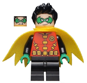 Preowned LEGO® Minifigure – Super Heroes sh0651 Robin Green Mask and Hands Black Medium Legs