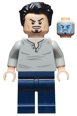 Preowned LEGO® Minifigure – Super Heroes sh0666 Tony Stark Open Neck sh0irt