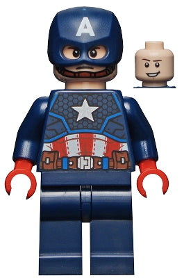 LEGO® Minifigure Super Heroes sh0686 Captain America Dark Blue Suit Red Hands Hel