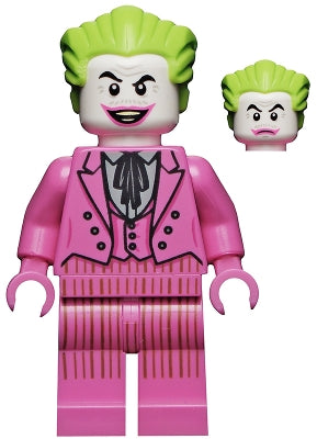 Preowned LEGO® Minifigure – Super Heroes sh0704 The Joker Dark Pink Suit Open Mouth Grin/Clo