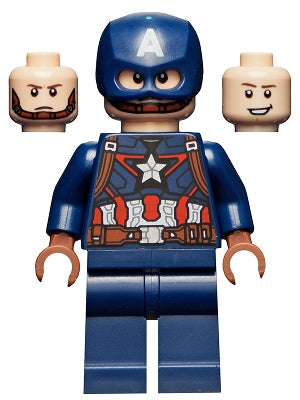 Preowned LEGO® Minifigure – Super Heroes sh0736 Captain America Dark Blue Suit Reddish0 Brown