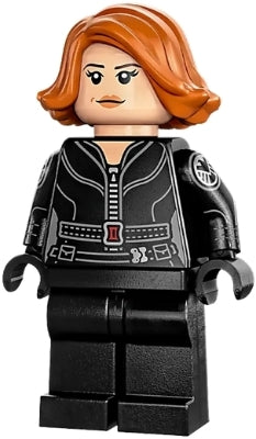 Preowned LEGO® Minifigure – Super Heroes sh0851 Black Widow Black Jumpsuit Dark Orange sh0ort