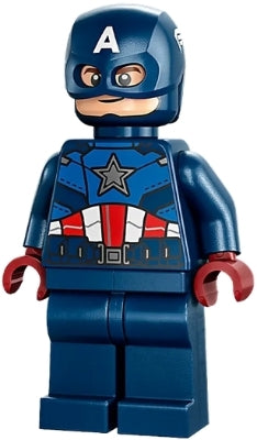 Preowned LEGO® Minifigure – Super Heroes sh0852 Captain America Dark Blue Suit Dark Red Hand