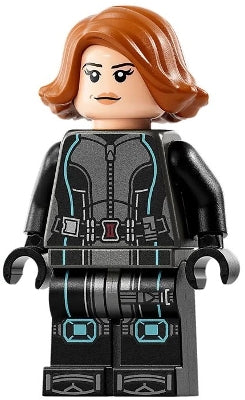 Preowned LEGO® Minifigure – Super Heroes sh0881 Black Widow Black Jumpsuit Dark Orange sh0ort