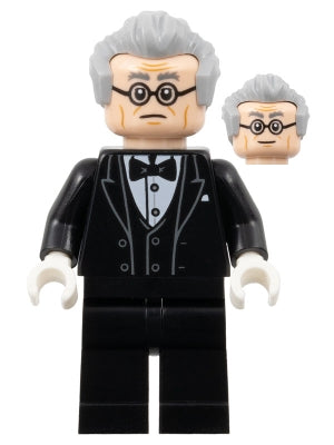 Preowned LEGO® Minifigure – Super Heroes sh0883 Alfred Pennyworth Black Tuxedo Light Bluish0