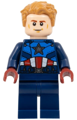 Preowned LEGO® Minifigure – Super Heroes sh0908 Captain America Dark Blue Suit Dark Red Hand