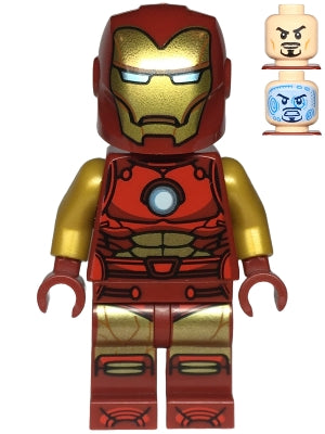 LEGO® Minifigure Super Heroes sh0910 Iron Man Dark Red and Gold Armor Round Arc R