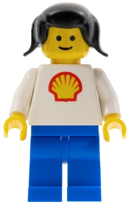 Preowned LEGO® Minifigure – Town shell004 Shell Classic Blue Legs Black Pigtails Hair