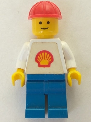 Preowned LEGO® Minifigure – Town shell014 Shell Classic Blue Legs Red Construction Helmet (