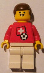 Preowned LEGO® Minifigure – Sports soc018s03 Soccer Player Swiss Player 1 Swiss Flag Torso