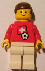 Preowned LEGO® Minifigure – Sports soc036s03 Soccer Player Swiss Player 4 Swiss Flag Torso