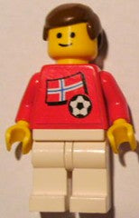 Preowned LEGO® Minifigure – Sports soc036s05 Soccer Player Norwegian Player 4 Norwegian Fla
