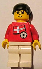 Preowned LEGO® Minifigure – Sports soc040s05 Soccer Player Norwegian Player 5 Norwegian Fla
