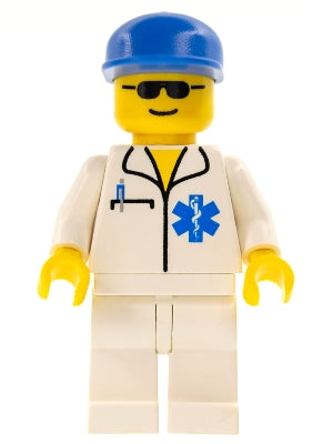 Preowned LEGO® Minifigure – Town soc057 Doctor EMT Star of Life White Legs Blue Cap
