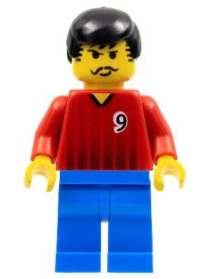 Preowned LEGO® Minifigure – Sports soc066 Soccer Player Red and Blue Team w/Number 9