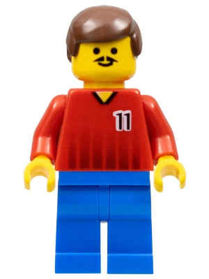 Preowned LEGO® Minifigure – Sports soc068 Soccer Player Red and Blue Team w/Number 11