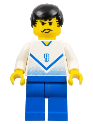 Preowned LEGO® Minifigure – Sports soc083 Soccer Player White & Blue Team w/shirt 9