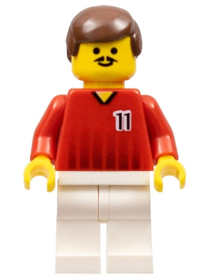 Preowned LEGO® Minifigure – Sports soc090 Soccer Player Red and White Team w/Number 11