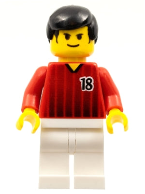 Preowned LEGO® Minifigure – Sports soc091 Soccer Player Red and White Team w/Number 18