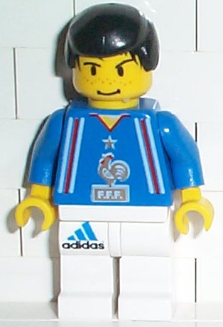 Preowned LEGO® Minifigure – Sports soc101 Soccer Player French Team White Legs Player 1