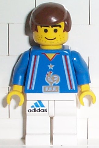 Preowned LEGO® Minifigure – Sports soc102 Soccer Player French Team White Legs Player 2