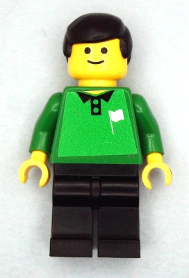 Preowned LEGO® Minifigure – Sports soc112s Soccer Referee Green Line Black Legs White Flag