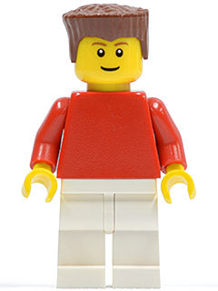 Preowned LEGO® Minifigure – Sports soc118 Plain Red Torso w/Red Arms White Legs Reddish Bro