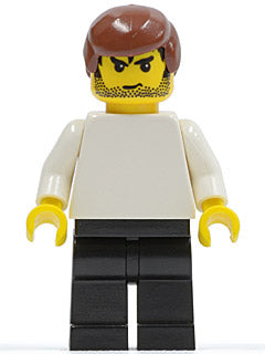 Preowned LEGO® Minifigure – Sports soc123 Plain White Torso w/White Arms Black Legs Reddish