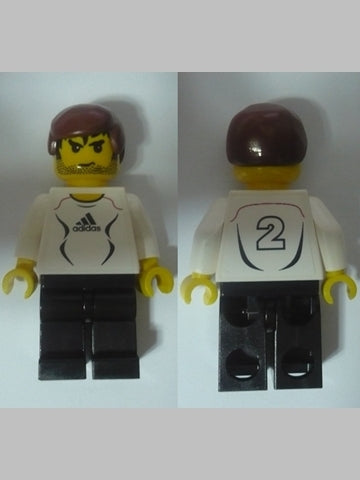 Preowned LEGO® Minifigure – Sports soc123s Soccer Player White Adidas Logo White and Black