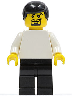 Preowned LEGO® Minifigure – Sports soc124 Plain White Torso w/White Arms Black Legs Black M