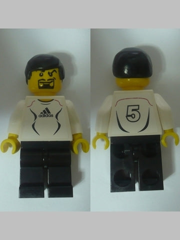 Preowned LEGO® Minifigure – Sports soc124s Soccer Player White Adidas Logo White and Black