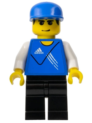 Preowned LEGO® Minifigure – Sports soc128s Soccer Goalie Adidas Logo Blue Torso Stickers (8