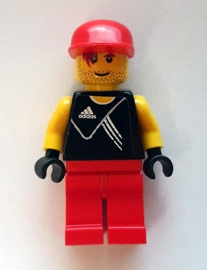 Preowned LEGO® Minifigure – Sports soc130s Soccer Goalie Adidas Logo Black Torso Stickers (