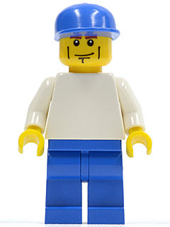 Preowned LEGO® Minifigure – Sports soc134 Plain White Torso w/White Arms Blue Legs Blue Cap