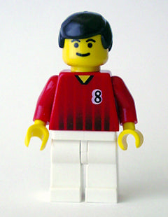 Preowned LEGO® Minifigure – Sports soc136 Soccer Player Red and White Team w/Number 8