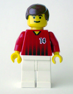 Preowned LEGO® Minifigure – Sports soc137 Soccer Player Red and White Team w/Number 14
