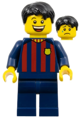 Preowned LEGO® Minifigure – Sports soc145 Soccer Fan FC Barcelona Male Dark Blue Legs